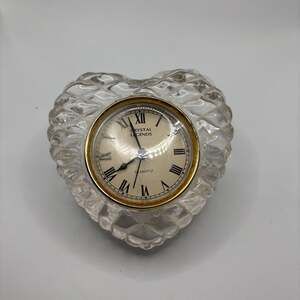 Godinger Crystal Legends Heart Shaped 24% Lead Crystal Quartz Clock